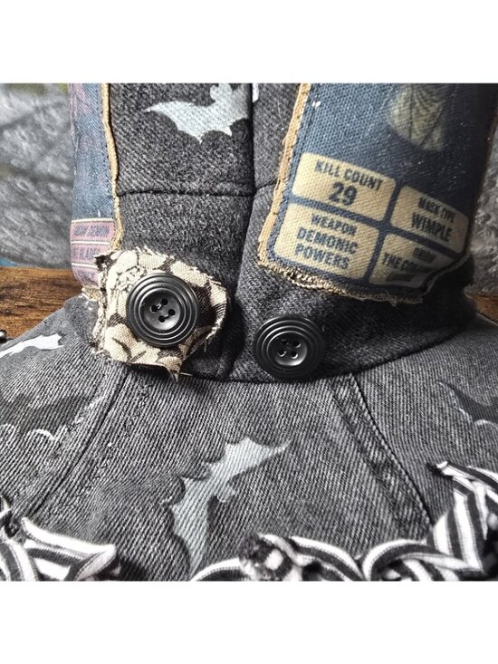 OOAK Handmade Boho Indie Top Hat Horror Movies Upcycle Adjustable M 22.5\